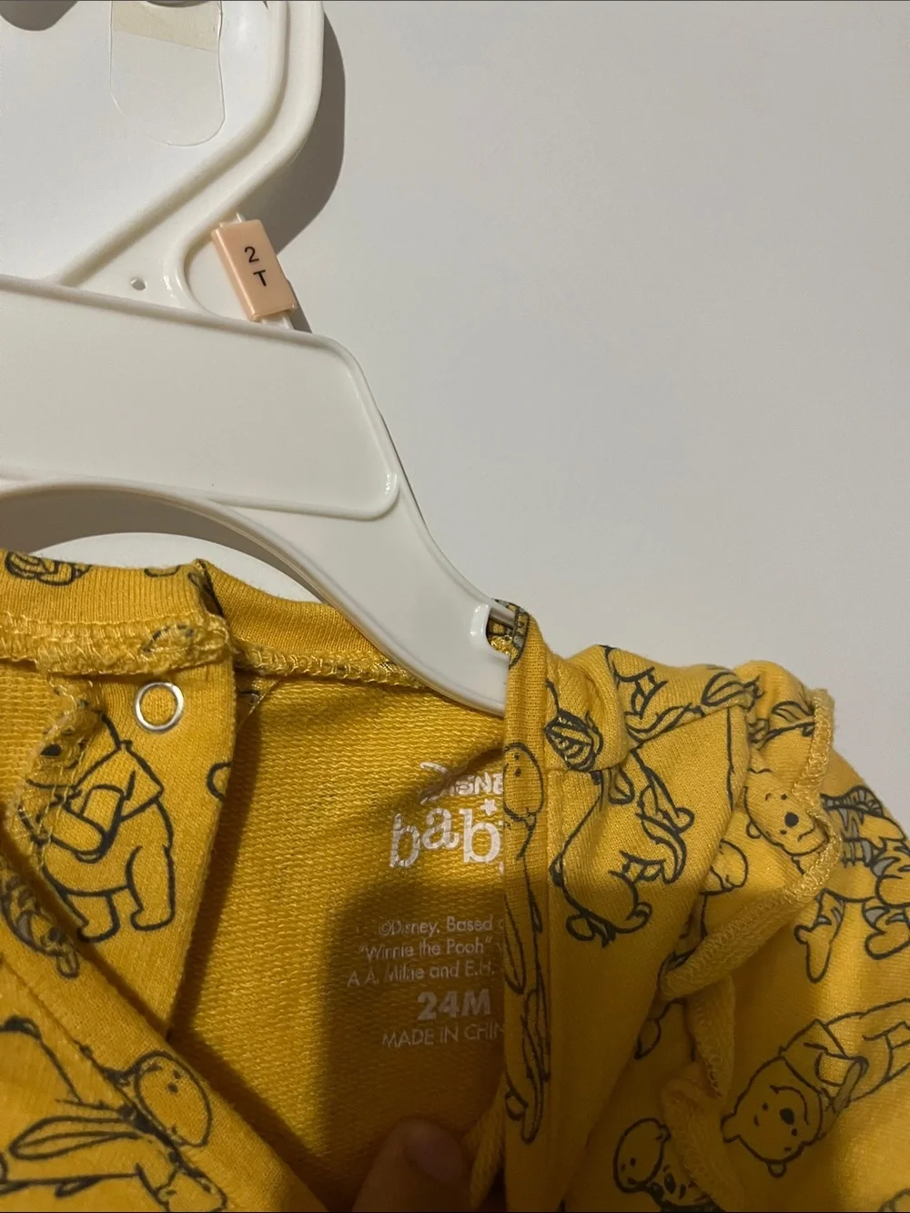 Disney Yellow Long Sleeve Dress with Winnie the Pooh Outline Print